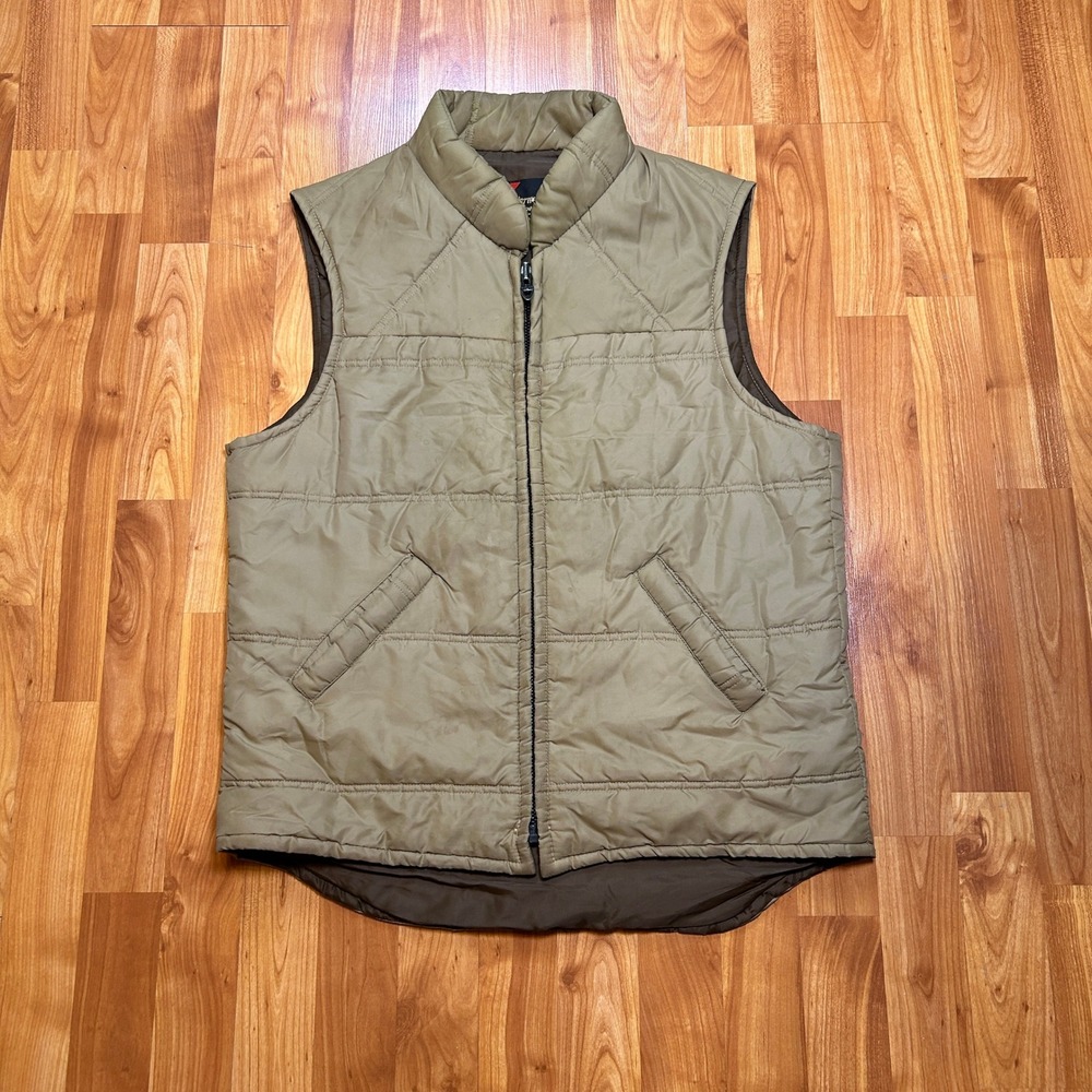 Vintage 80s Sears Puffer Vest Quilted Nylon Gorpcore Khaki Brown Mens Tall M